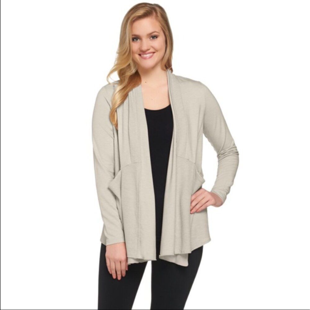New LOGO by Lori Goldstein French Terry Cardigan in Stone | Size XXS